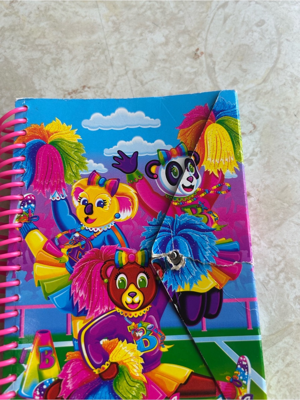 Lisa Frank P964 A6 Spiral Notebook Ruled 90 Sheets Multicolor Bears Cheerleaders